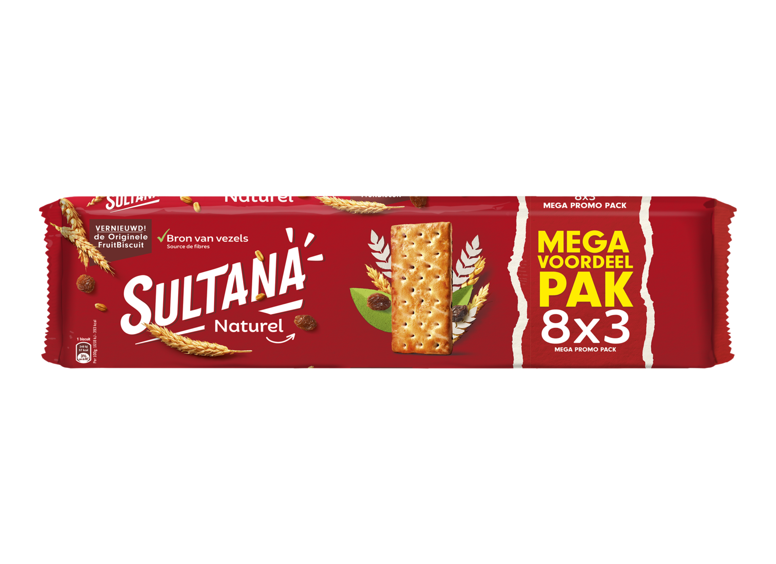 Sultana_FruitBiscuit 8x3 pack_Naturel_Front_2020 Sultana